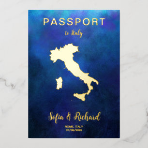 Invitation En Aluminium Mariage de passeport Destination Gold Marine Itali