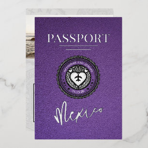 Invitation En Aluminium Mariage de passeport du Mexique violet