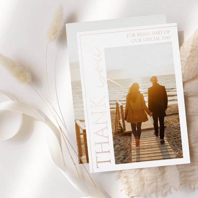 Invitation En Aluminium Mariage de photo Gold White Merci Rose de  (Créateur téléchargé)