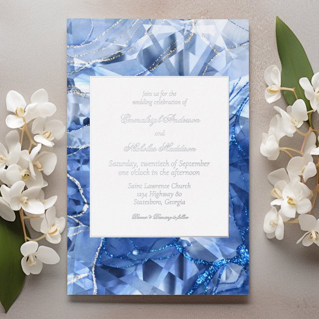 Invitation En Aluminium Mariage de pierre précieuse Saphir Bleu (Créateur téléchargé)
