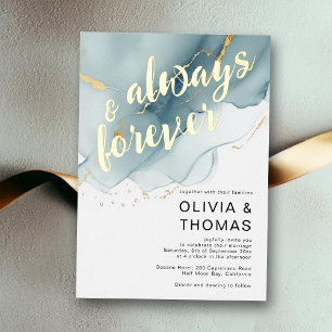 Invitation En Aluminium Mariage de plage romantique bleu moderne toujours