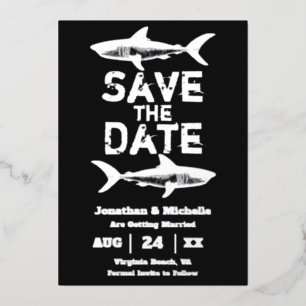 Invitation En Aluminium Mariage de Shark Beach Foil en argent Économisez l