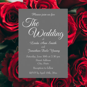 Invitation En Aluminium Mariage de style simple gris foncé