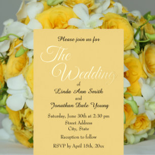 Invitation En Aluminium Mariage de style simple jaune beurre
