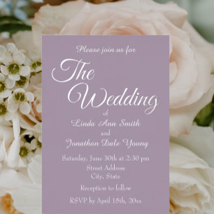 Invitation En Aluminium Mariage de Style Simple Mauve Monotone