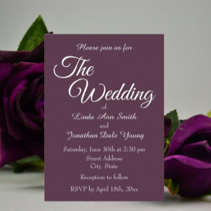Invitation En Aluminium Mariage de style simple uni aubergine