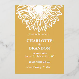 Invitation En Aluminium Mariage de tournesol en or jaune