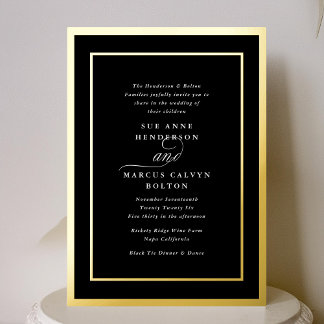 Invitation En Aluminium Mariage de trame de trame de fond classique noir