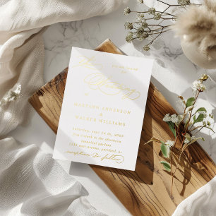 Invitation En Aluminium Mariage de typographie luxueux