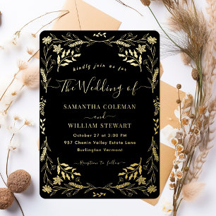 Invitation En Aluminium Mariage de typographie moderne Boho Elegant Black