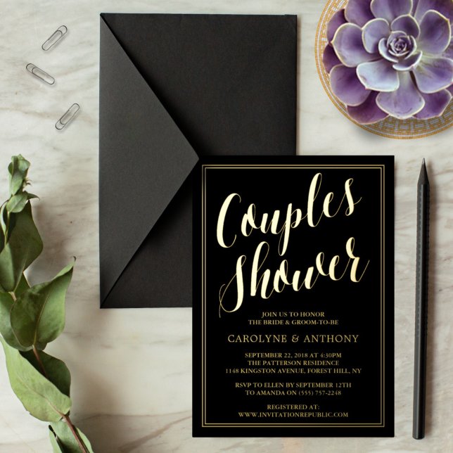 Invitation En Aluminium Mariage de typographie moderne pour couples Shower (Créateur téléchargé)