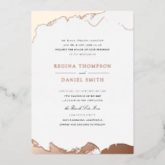 Invitation En Aluminium Mariage Debonair plongé dans l'or Rose