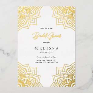 Invitation En Aluminium Mariage délicat à mandala en or blanc