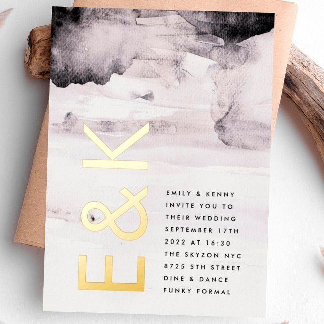 Invitation En Aluminium Mariage d'encre neutre pour le genre ultra moderne (Créateur téléchargé)