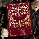 Invitation En Aluminium Mariage d'épée médiévale rouge<br><div class="desc">Célébrez votre journée spéciale avec ce Mariage d'épée médiévale royale. Ce design présente un cadre avec une épée et des fleurs. Le dos de ce produit est imprimé en couleurs plates et n'est PAS du papier à papier.</div>