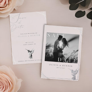 Invitation En Aluminium Mariage des colibris Enregistrer la date Photo Ove