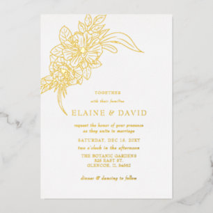 Invitation En Aluminium Mariage d'esquisse florale minimaliste