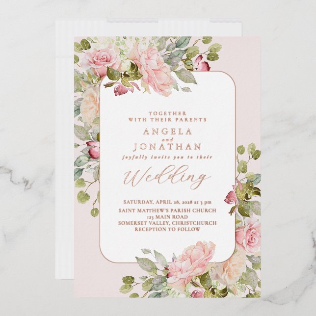 Invitation En Aluminium Mariage d'été Pastel Florals (Enveloppe)