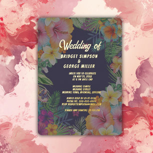 Invitation En Aluminium mariage d'été tropical coloré hawaïen à l'hibiscus