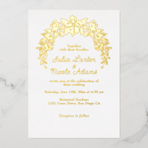 Invitation En Aluminium Mariage d'hibiscus tropicaux d'Orange brulé