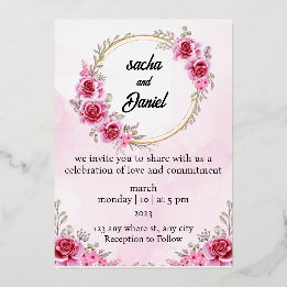 Invitation En Aluminium Mariage d'hiver de Maroon rustique Floral