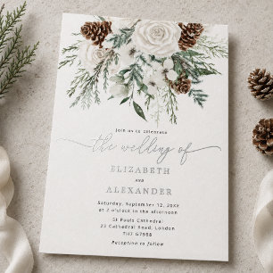 Invitation En Aluminium Mariage d'hiver élégant et persistant Argent