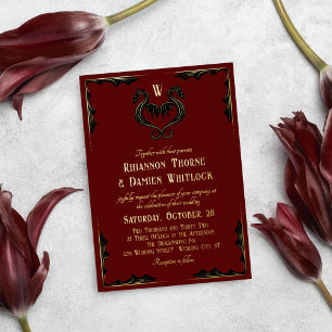 Invitation En Aluminium Mariage d'Imaginaire de monographie de dragon noir
