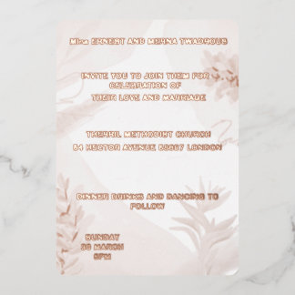 Invitation En Aluminium mariage d'invitations de feuille