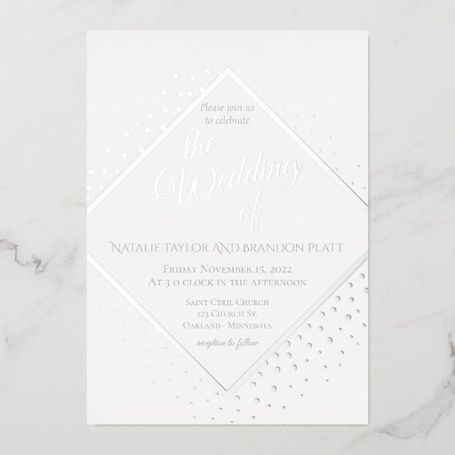 Invitation En Aluminium Mariage disco argenté (Recto)
