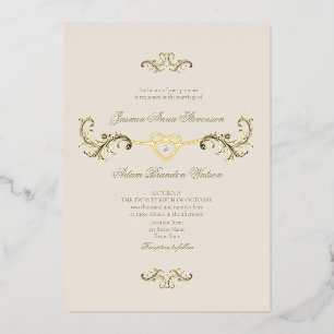 Invitation En Aluminium Mariage d'or classique