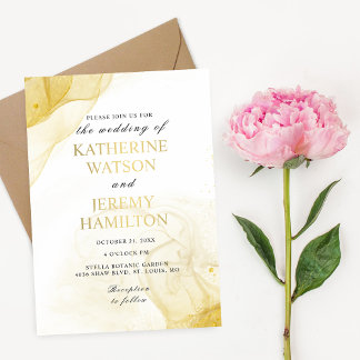 Invitation En Aluminium Mariage d'or minimaliste moderne