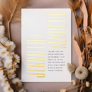 Invitation En Aluminium Mariage d'or noir minimaliste ultra simple moderne