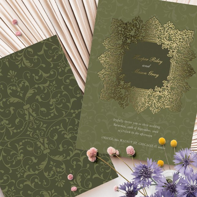 Invitation En Aluminium Mariage d'or ornemental baroque (Créateur téléchargé)