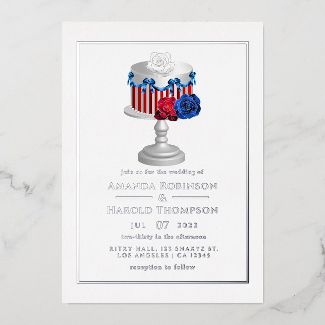 Invitation En Aluminium Mariage du 4 juillet (Recto)