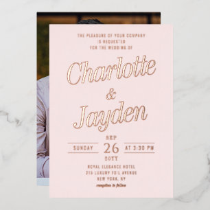 Invitation En Aluminium Mariage écriture Rose Gold Rose pâle