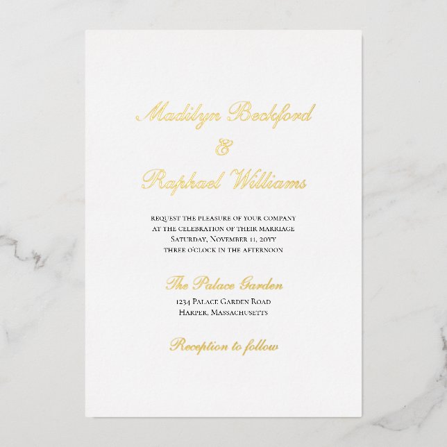 Invitation En Aluminium Mariage Élégance Formel Moderne (Recto)