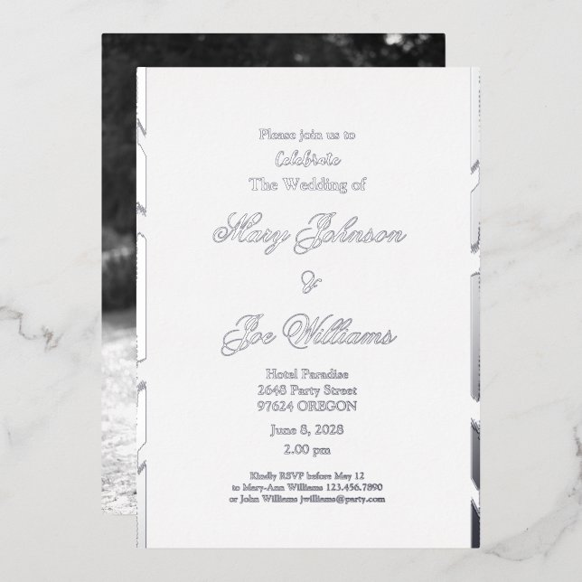 Invitation En Aluminium Mariage élégant (Recto/Verso)