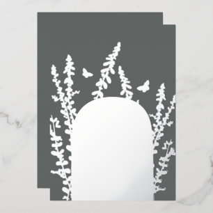 Invitation En Aluminium Mariage Élégant aux Feuilles de Jardin et Papillon