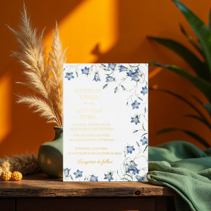 Invitation En Aluminium Mariage Élégant aux Fleurs de Cloche Bleue