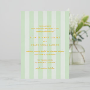 Invitation En Aluminium Mariage élégant aux rayures vertes modernes