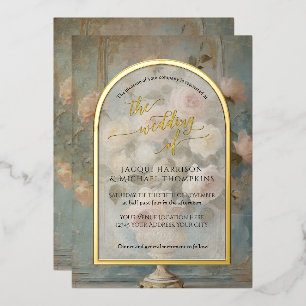 Invitation En Aluminium Mariage Élégant aux Roses Florales Vintage Rose Pi