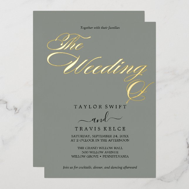 Invitation En Aluminium Mariage élégant avec des arômes foncés et de l'hui (Recto/Verso)