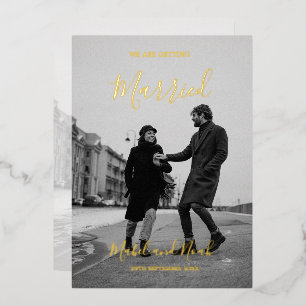 Invitation En Aluminium Mariage Elegant Black White Photo Gold