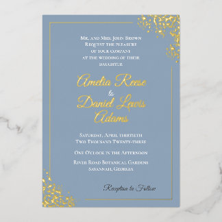 Invitation En Aluminium Mariage élégant bleu poussiéreux