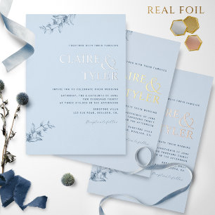 Invitation En Aluminium Mariage élégant bleu typographie moderne réelle fe