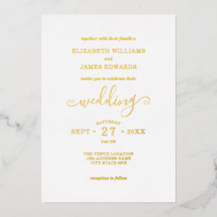 Invitation En Aluminium Mariage Élégant Bohème Rustique Or
