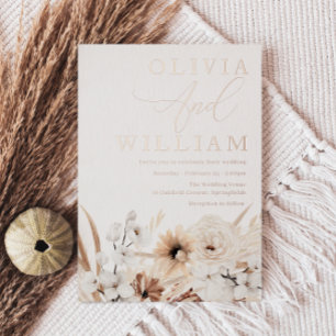 Invitation En Aluminium Mariage Élégant Boho Floral Rose Gold
