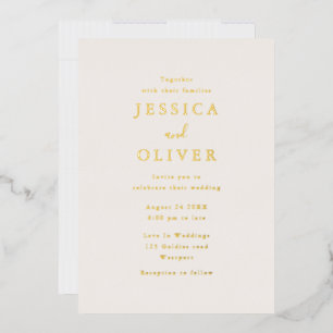 Invitation En Aluminium Mariage élégant Champagne & Texte Or