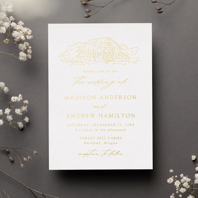 Invitation En Aluminium Mariage Élégant dans une Grange Rustique (Créateur téléchargé)