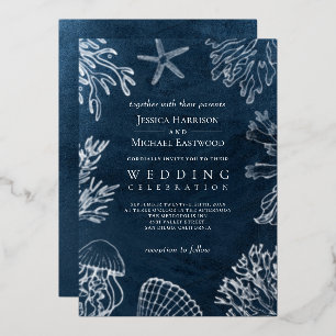 Invitation En Aluminium Mariage élégant et classe sur la plage de l'océan